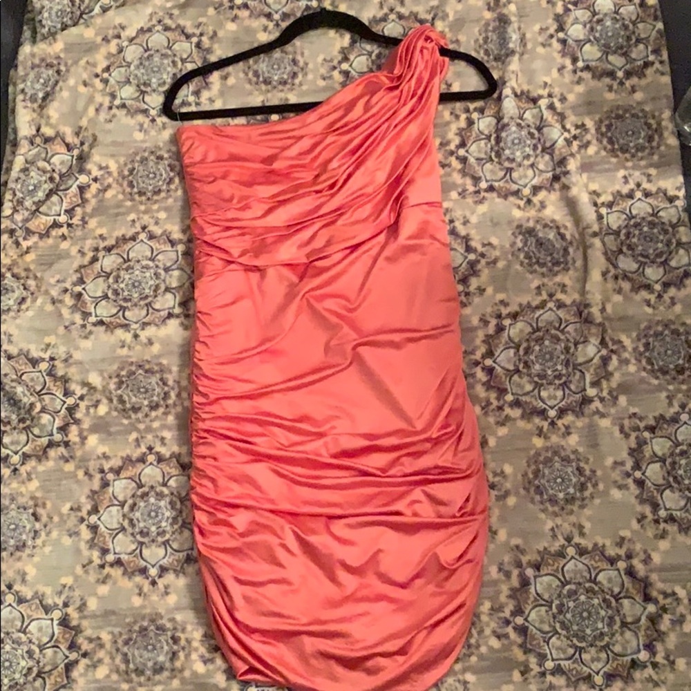 Pink one shoulder dress